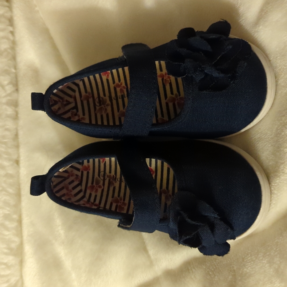 Navy Blue Mary Janes with Flower